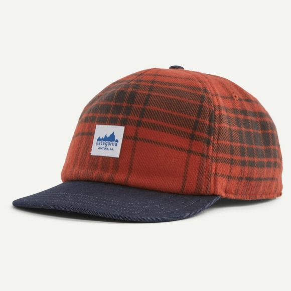 Patagonia Range Flat Brim Snapback Cap‎ Cascade Red Flannel Hat NWT - Picture 2 of 5